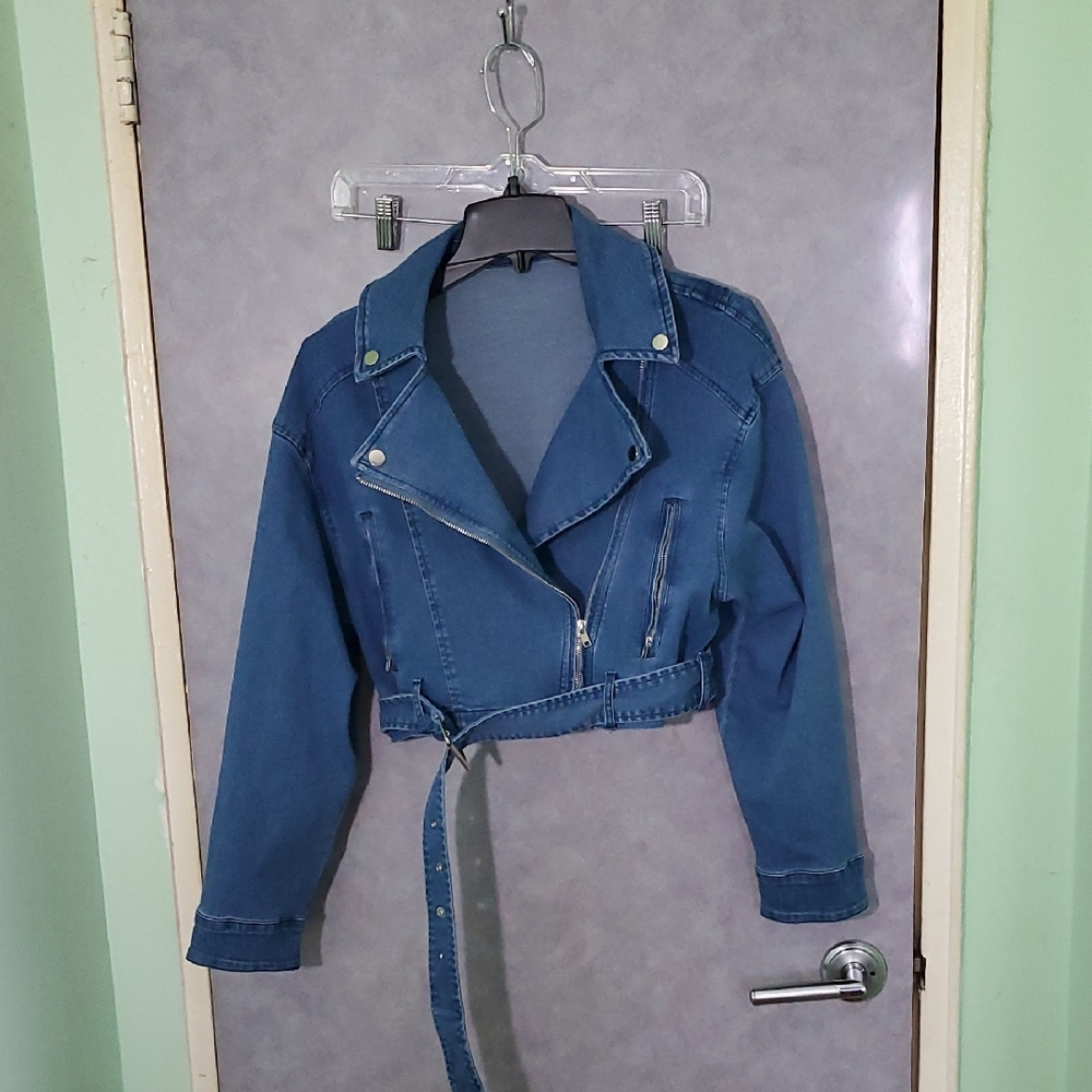 Blue Soft Denim Crop Jacket